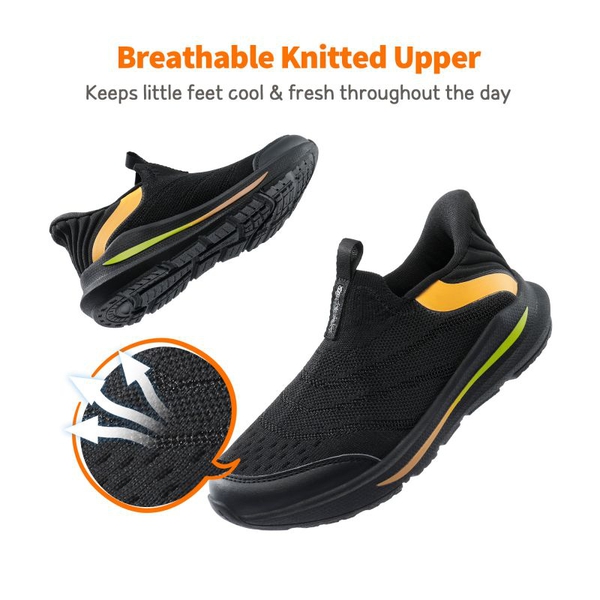 Kids Breathable Athletic Walking Sneakers - BLACK - 3